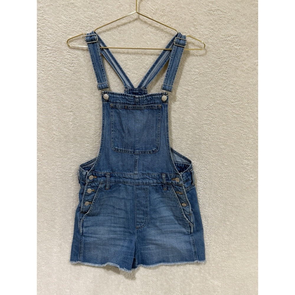 Madewell Short Overalls Small Blue Denim Cutoff Raw Hem Concert Country